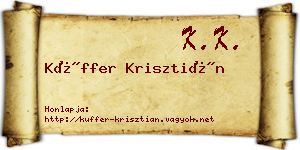 Küffer Krisztián névjegykártya